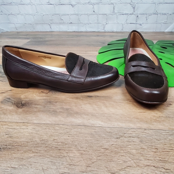 Brooks Brothers Shoes - Brooks Brother Leather & Calf Hair Heeled Loafers